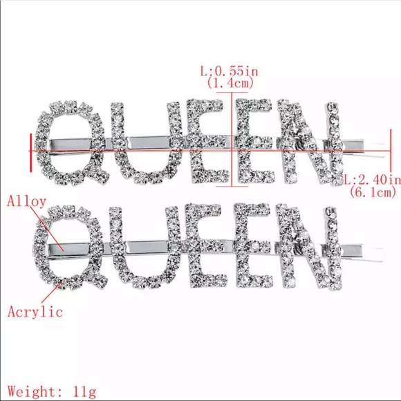 NEW Bling “QUEEN” Set Hair Clips - Picture 5 of 5